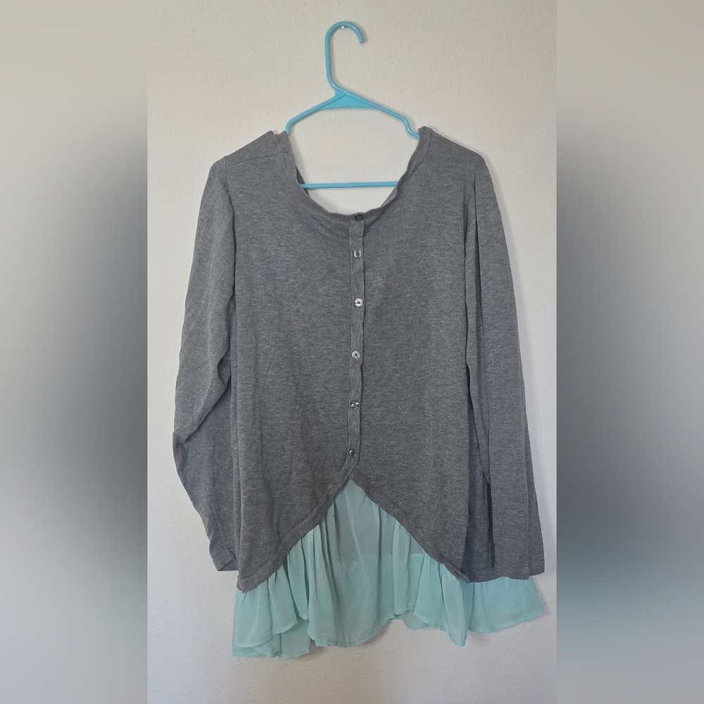 Disney Ariel Gray Layered Long Sleeve Mermaidcore Cozy Whimsical Shirt Size 4 - Picture 2 of 4